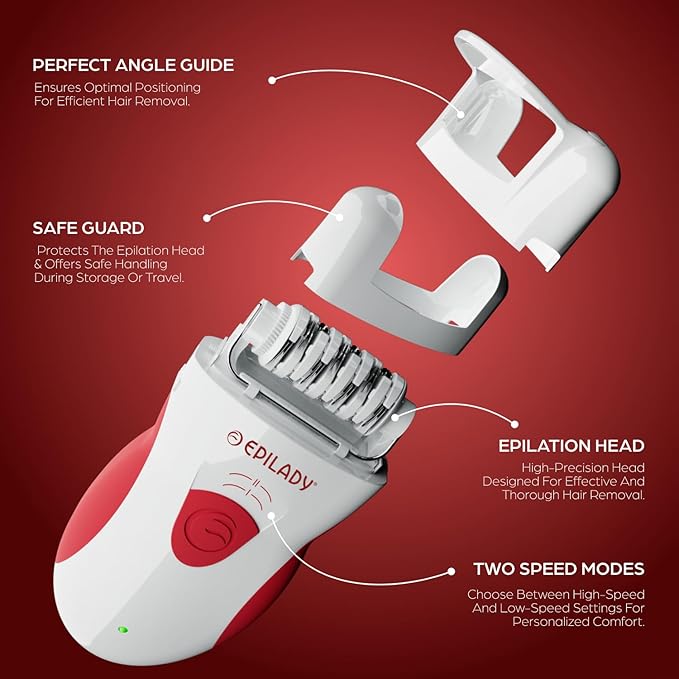 Epilady Legend 4 | Cordless Epilator Hair Removal Device for Women, 2 Speed Bikini Trimmer, Electric Shaver for Women, Rechargeable Body Hair Remover