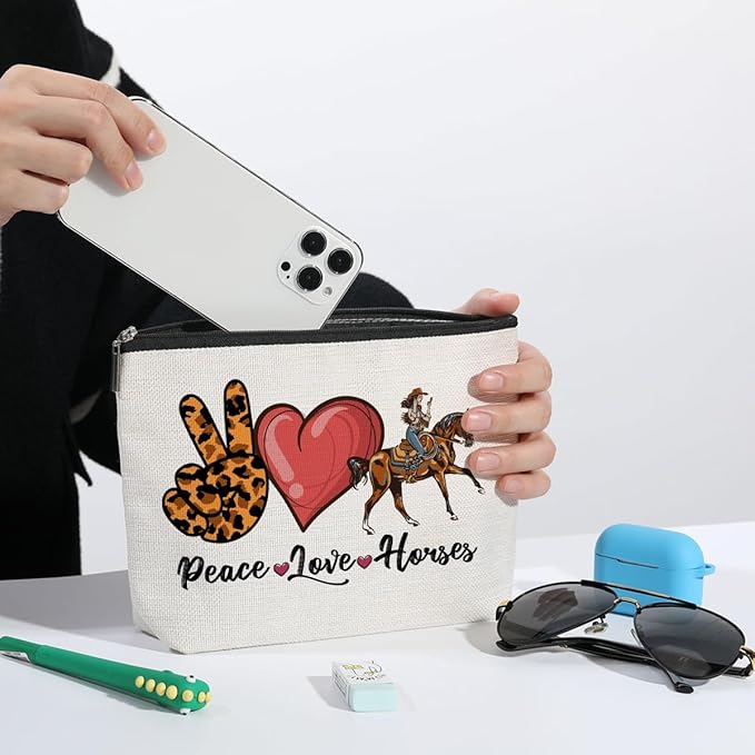 ZHAMEN Horse Gifts for Girls - Makeup Bag | Graduation & Mother's Day Equestrian Gifts for Women & Horse Owners