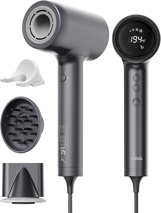 Professional Ionic Hair Dryer for Women with Magnetic Diffuser, mera ProMax, Fast Drying Ions Blow Dryer for Weight Lover, One Button Cooling Mode, cUL Certificate, High Speed Quiet Hair Blower