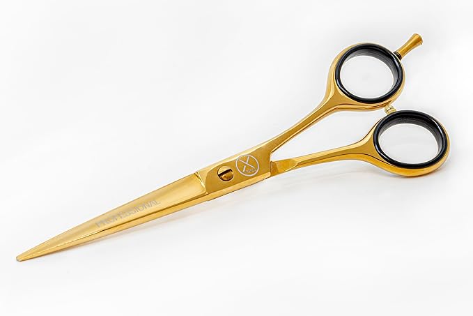 PRO 7" Golden German Made Sharp Barber Hair Cutting Shears Light weight With Finger Rest