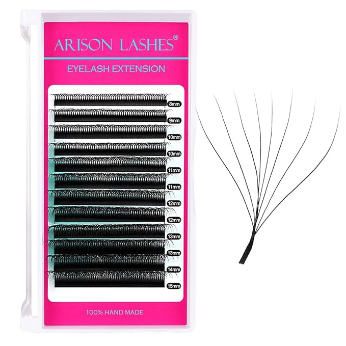 8D W Shape Eyelash Extension Premade Fans Volume Lash Extension Easy Fanning False Lashes Matte Black Volume Premade Cluster W Lashes(0.07-D-8-15mm）