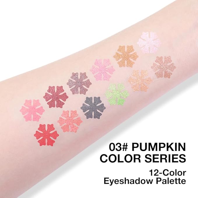 Twelve Eye Shadow Palette, Pink Red Brown Bronze Black Green Champagne Gold Rose Gold Eyeshadow Palette Makeup, Highly Pigmented Pressed Powder,Blendable Matte and Shimmer for Woman girls Eyes 03