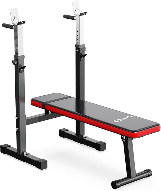 Adjustable Weight Bench Press with Squat Rack Folding