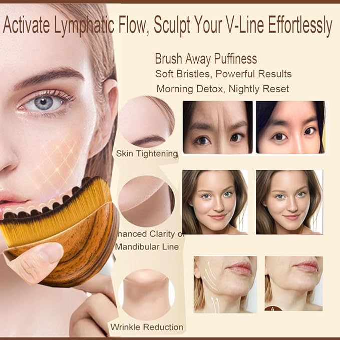 Dry Lymphatic Contour Face Brush for Lymphatic Drainage, 2 Packs Soft Facial Brushes Curved Design Tool Drainage Massager for Face Chin Sculpting Lifting Skin Care Gift for Women and Girls (Mix)