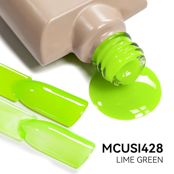 MAYCHAO 15ML Jelly Lime Green Gel Nail Polish 1Pc Bright Green Gel Polish Soak Off UV LED Transparent Nail Polish Nail Art Starter Manicure Salon DIY at Home, 0.5 OZ
