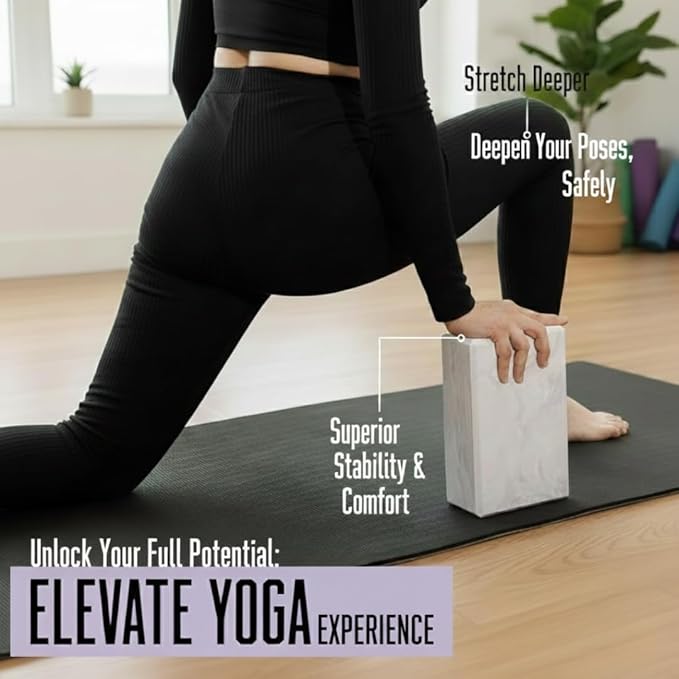 Blocks for Yoga | Non-Slip Exercise Blocks for Working Out, Pilates, Stretching, Meditation | Lightweight & Durable Yoga Tools | Yoga Blocks by Lunai