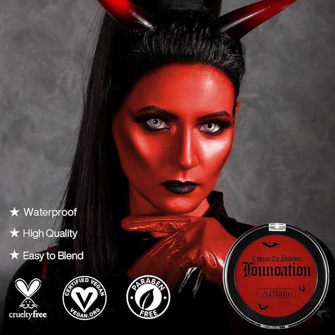 DE'LANCI Red Face Paint Halloween Goth Clown Makeup, Professional Body Paint Foundation Makeup, Smooth Semi-matte Face Paint Red SFX Makeup, Safe Body Paint for Joker Stage Vampire Costumes
