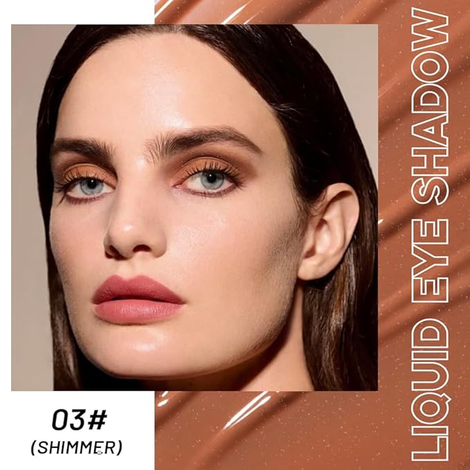 Brown Shimmer Liquid Metallic Eyeshadow, Longwear Eye Makeup For Older Women, Buildable Highly Pigmented & Blendable Eye Shadow Cream in Shimmer Finishes, Vegan & Cruelty-Free, (03#Brown)