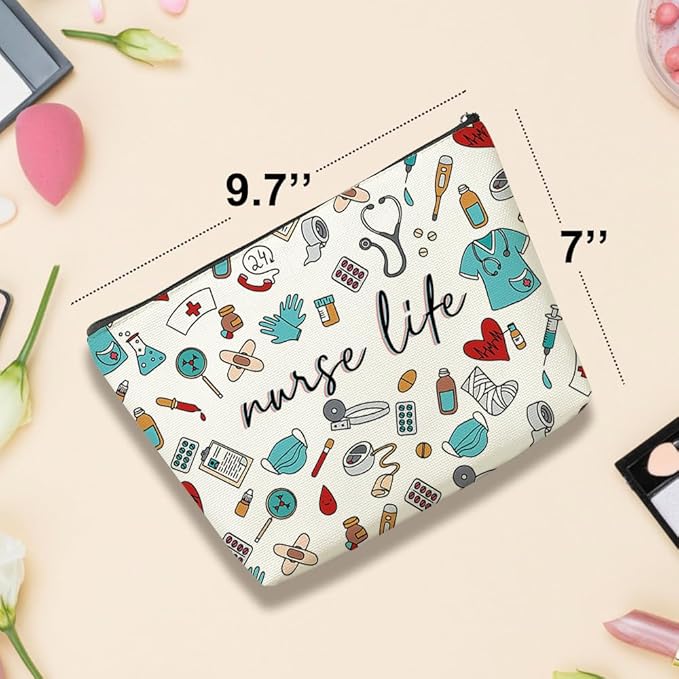 Inspirational Nurse Gifts, Makeup Bag Nurse Accessories for Work Nursing Practitioner Gift for Women Cosmetic Bag Rn Gifts for Nurses Graduation Nurse's Week Appreciation Christmas Birthday Gift