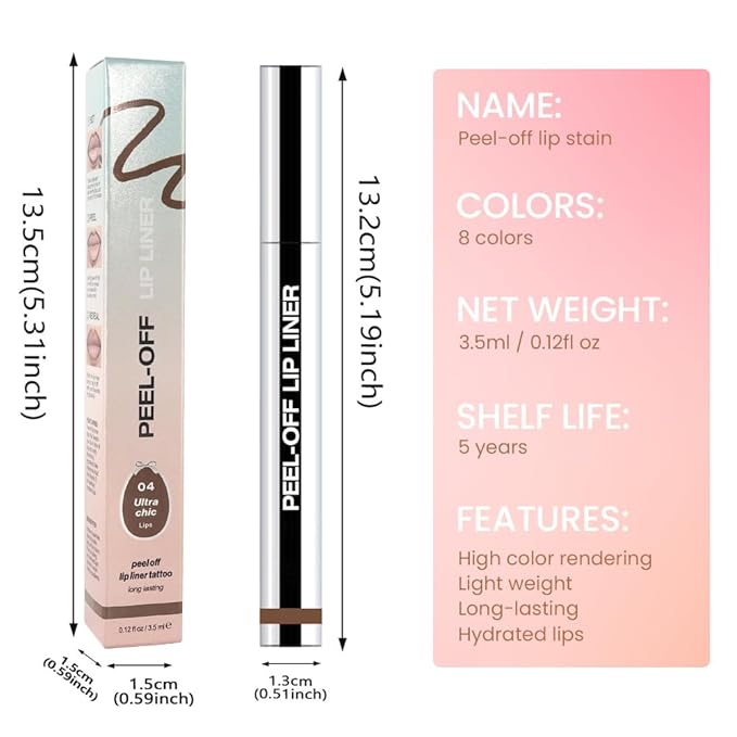 Matte Lip Gloss Stain-Peel Off Lip Liner Tattoo, Light Taupe Lip Tint，Long Lasting Peel Off Lip Stain, Waterproof Transfer-proof Lip Mask Lip Liner Peel Off Lip Gloss,Stayn Lip Makeup. #04