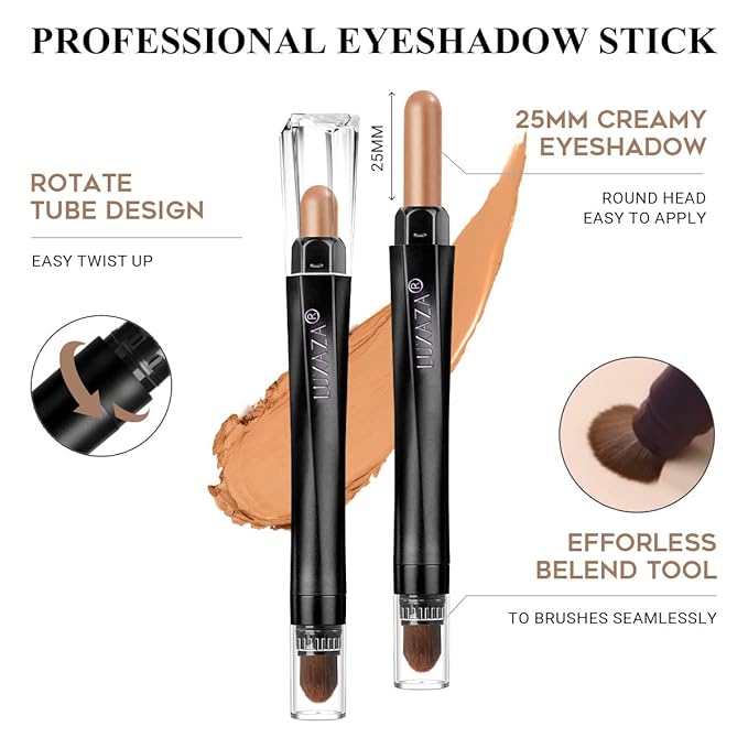 6PCS Cream Eyeshadow Stick Makeup Sets, Metallic And Matte Shimmer Eye Shadow Eye Brightener Stick Pencil Crayon, B09-Chocolate Matte