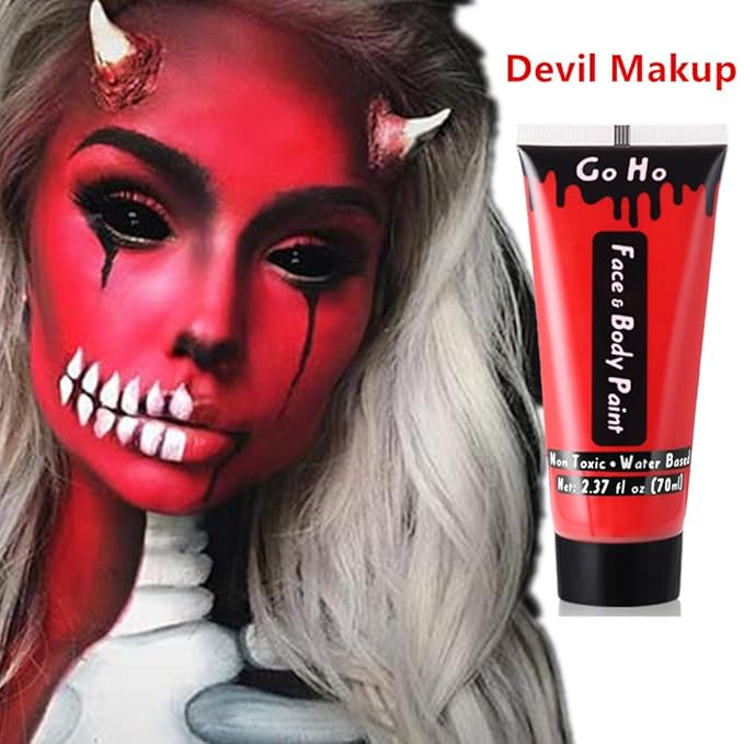 Go Ho Red White and Royal Blue Face Body Paint(2.37 oz) for Halloween Makeup,Cream Water Based Vampire Skeleton Face Paint for Adults Children SFX Cosplay Makeup,4th of July Accessories