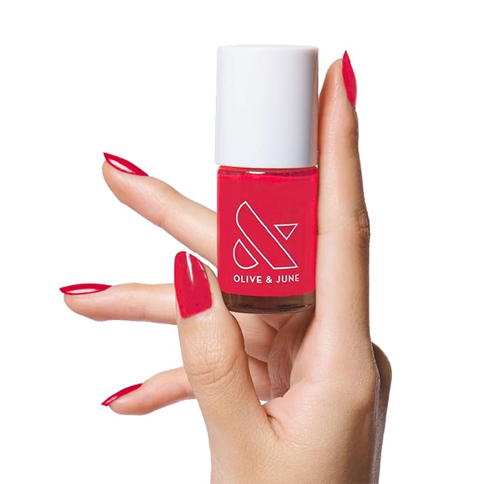 Olive & June Long Lasting Nail Polish | Valentine's Day |Plump Gel-Like Finish No Lamp Needed Lasts up to 10 days | Salon-Quality 15-Free, Vegan & Cruelty-Free Chip-Resistant | Hibiscus, Tropical Pink