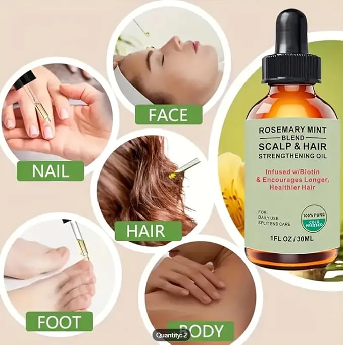 Organics Rosemary Mint Scalp & Hair Strengthening Oil for All Hair Types, Hair Treatment Oils, Hair Styling Serums, Hair Serum (Pack of 1, Total 30Ml / 1 Fl Oz)