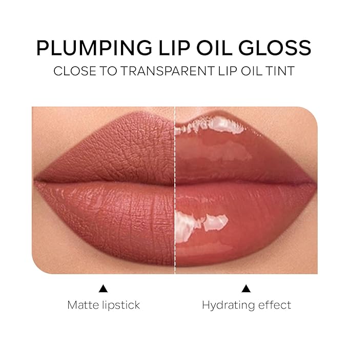 Hydrating Lip Glow Oil, Plumping Moisturizing Lip Oil Gloss, Smooth Lip Lines Plump Lip,Transparent Plumping Clear Glossy Tinted Balm Care 0.2Fl oz #Pink