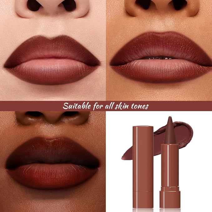 JUAAZIN Wine Gradient Matte Lip Liner Pencil Crayon for Women - Waterproof Smudge-Proof Kissproof Long-Wear Lip Pencil, Flawless Contour Ombre Effect Lip Crayon,Creamy Pigmented Lip Liner 08#