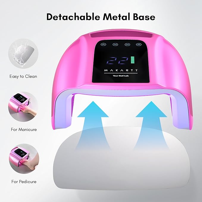 Makartt UV LED Nail Lamp – Fast Curing UV Light with Handle Nail Dryer with 42 Beads 4 Timers Cordless Rechargeable Design LCD Touchscreen & Smart Sensor(Gradient Pink)