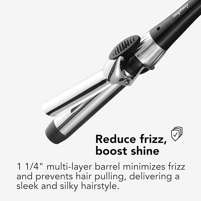 1.25 Inch Curling Iron for All Hair Types, Nickel Alloy Barrel Hair Curler with Adjustable Temperature up to 400℉, Dual Voltage Curling Wand for Travel, Long-Lasting Curls, Black