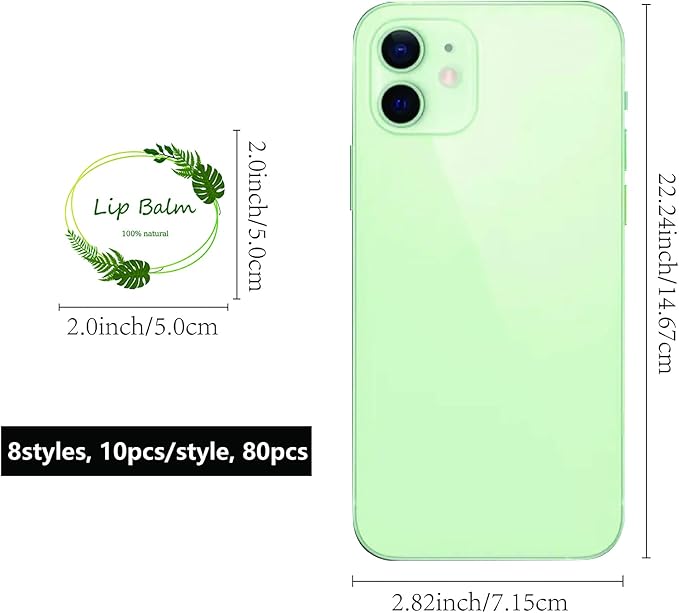 CRASPIRE Lip Balm Labels 80pcs Homemade Green）