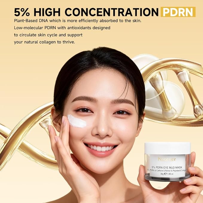 5% PDRN Eye Cream Clay Mask, DIY Under Eye Patches for Puffy eyes, Dark Circles & Wrinkle Custom Fit on All Face | Caffeine, Retinol, Collengen, Peptides, Hyaluronic - Korean Popular EyeCare - 1.06OZ
