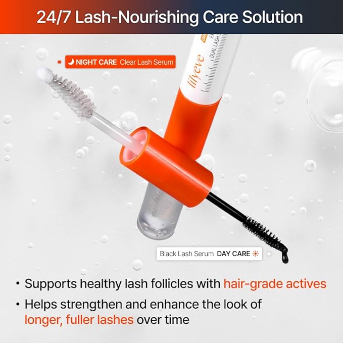 lilyeve GROWTURN Dual Lash Serum – Fuller & Longer-Looking Natural Eyelashes, Powered by Healthleaf Derived Exosome, 2-in-1 Mascara Serum for Day & Night Care, K-beauty, Korean Makeup, 0.27 fl. oz.