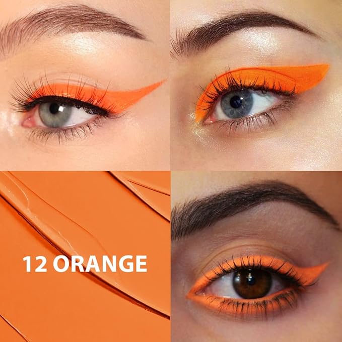 evpct 2Pcs Orange Red Orange Waterproof Colored Eyeliner Liquid Eye Liner Set Long Lasiting Fine Speed Dry Colorful Liquid Eyeliner lapiz delineador de ojos contra el agua blanco para ojos de colores