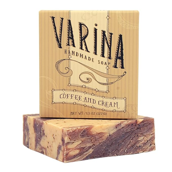 Varina Natural Coffee Cream Bar Soap - Gentle Cleansing for Sensitive Skin, Earthy Scents - 3 Pack