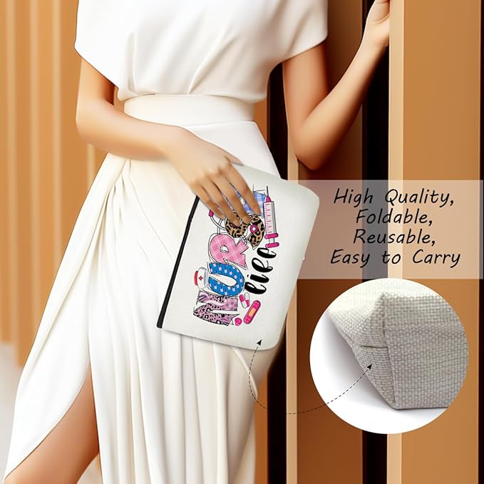 jealance Inspirational Nurse Gifts RN Makeup Bag Cosmetic Bag Nurse Accessories for Work Bag for Women Coworker Nursing Graduation Gifts Birthday Christmas Nurses Week Appreciation Gift for Nurses