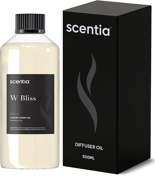 Scentia W Bliss Diffuser Refill Oil Inspired by W Signature Hotel - 500 mL 16.9 fl oz - Fragrance Oil Blend Bergamot, Lemongrass & Jasmine for HVAC Diffuser - Thanksgiving & Holiday Gift