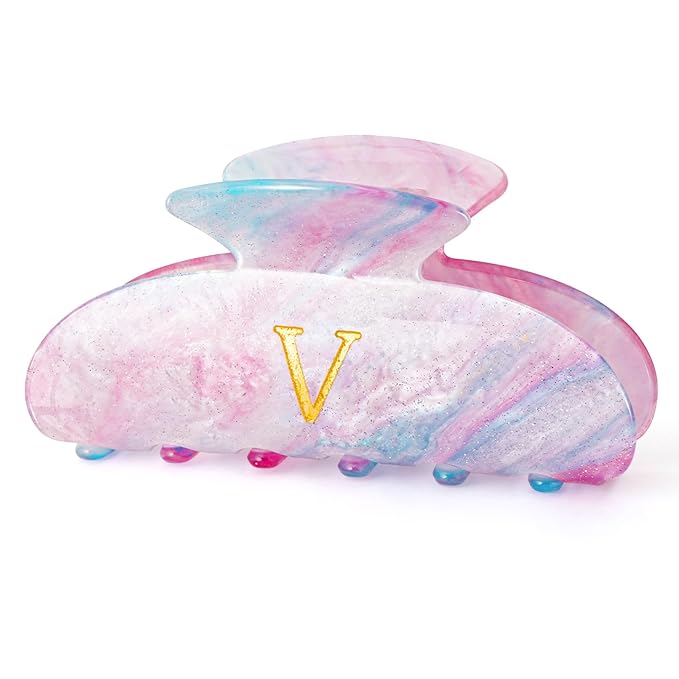 Personalized Birthday Gifts for Daughter,Initial Cute Hair Clips Hair Claws for Women Friends Female Friendship Girlfriend Wife Gifts Idea - Lavender,V