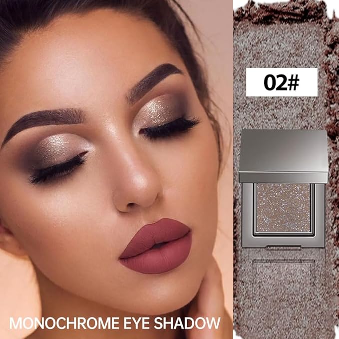 Matte Neutral Single Eye Shadow Palettes Eye Makeup, Taupe Glitter Cream Eyeshadow Palette Makeup, High Pigment Waterproof Nudes Eye Shadow Palettes, For Older Women (02#, Pack of 1)