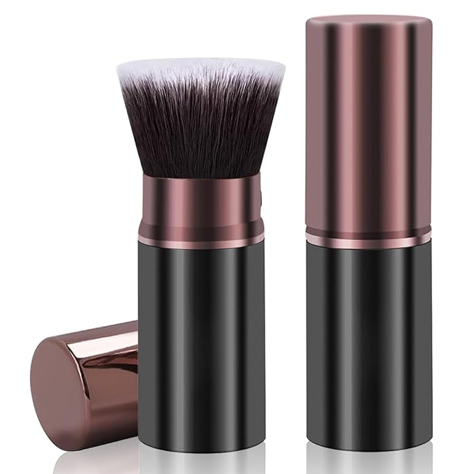 Keriloo Retractable Makeup Brush, Travel Kabuki Powder Foundation Makeup Brush Face Blush Brushes for Blending Liquid, Flawless Cosmetics, Bronzer, Buffing, Sunscreen,