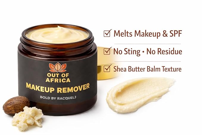 Shea Butter Makeup Remover Balm – Deep-Cleansing Formula That Melts Makeup, Refined Organic Ugandan Shea, Vitamin E, 3.4 oz (100 ml)