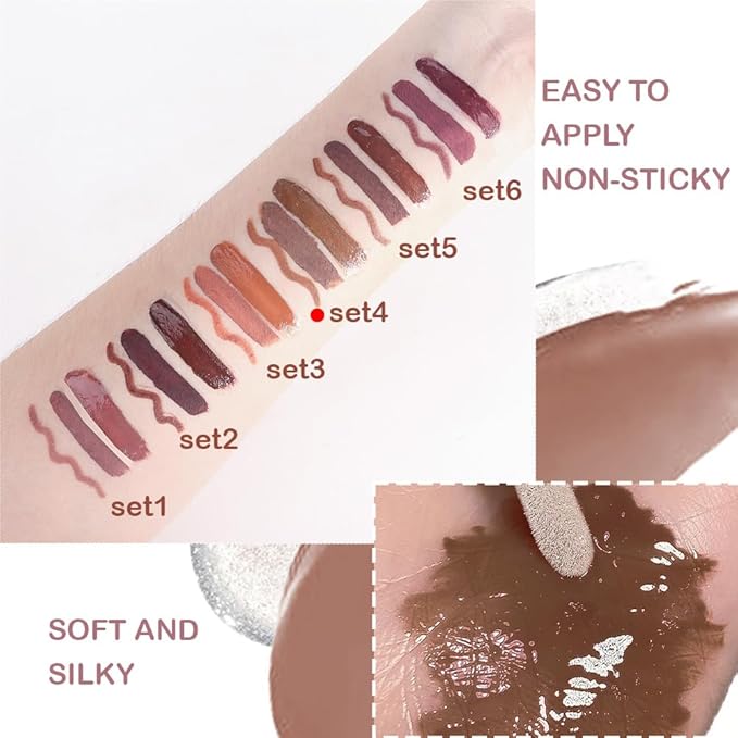 3-in-1Natural Nude Matte Lip Stain Kit | Waterproof Lip Liner + Hydrating Matte Lip Gloss + Nourishing Lip Oil | Long Lasting Plumping to Create Perfect Lip Makeup.04#