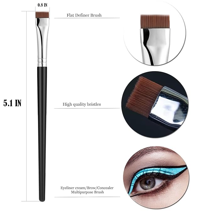 Fine Angled Eyeliner Brushes, JASSINS Precision Gel Eye Liner Brush,Synthetic Bristles Eye Makeup Tool,Ultra Thin Slanted Flat Angle for Beauty Cosmetic Tool