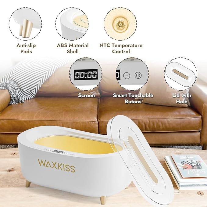 Waxkiss Intelligent Paraffin Wax Machine for Hands & Feet, 8 Pack Refills Paraffin Wax Warmer Kit for Professional Spa (A)