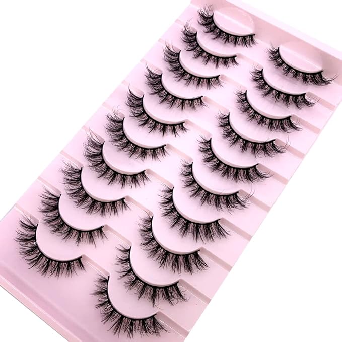 HBZGTLAD Soft Mink Eyelashes 3D Curl Winged End Eye Elongated Fake Lashes Thick Handmade Natural False Eyelash Messy Cross Lash Wholesale (FT-09)