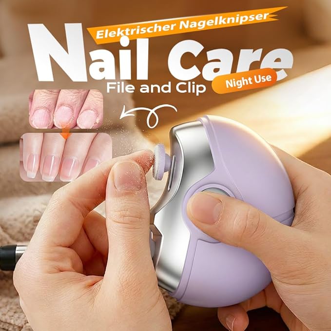 3 in 1 Electric Nail File, Nail Clippers & Trimmer with Nails Scraps Storage and 2 Adjustable Speeds, Quiet Automatic Electric Nail Grinder for Seniors Adult Baby, Nails Supplies (White)