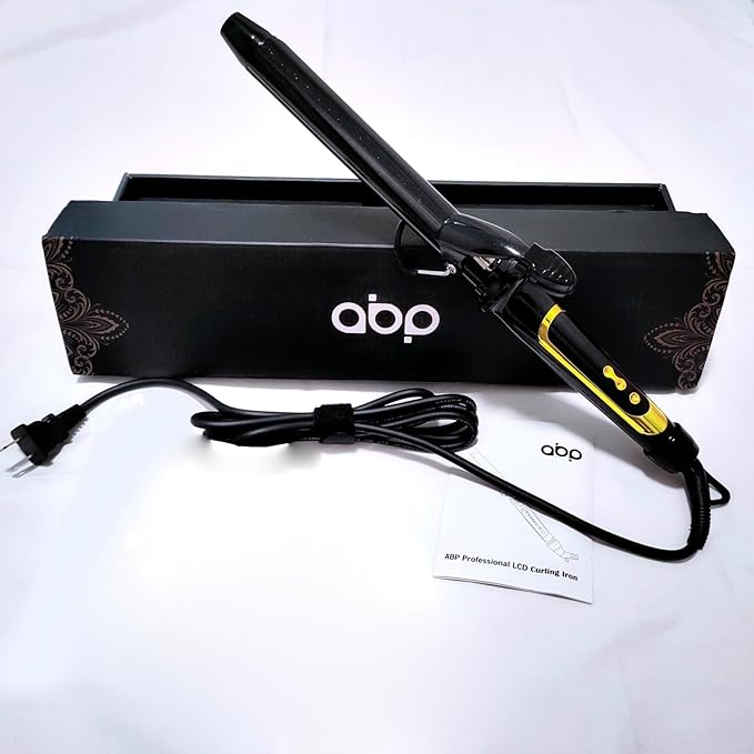 abp 3/4 Inch Curling Iron Long Barrel with Ceramic Coating for Short/Medium Hair,LED Display Instant Heat up to 450°F with clamp,Hair Waving Style Tool Girls & Women