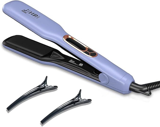 JINRI Hair Iron, Hair Brush, Pumped-Up Volume, Adjustable Temp, 360 ° Tail Rotation, Lasting Volume, for Short Or Thin Hair, Dual Voltage (100-240V), Volumizing Hair Iron, Purple, 1.25 inch