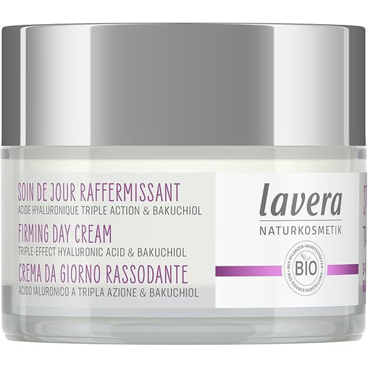 lavera Firming Day Care - Anti Aging Face Cream with Triple Hyaluron & Bakuchiol for Smooth Skin - Anti Wrinkle Face Cream - Face Moisturizer - PETA Certified - Vegan - Made in Germany - 1.7 Fl Oz