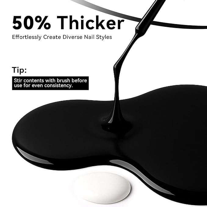 MAYCHAO 2Pcs Black White Gel Liner Nail Art Set 3D Effect Gel Nail Polish 8ml Build in Thin Brush Metal Painted Drawing Stripper Nail Varnish Curing Requires for Home Salon