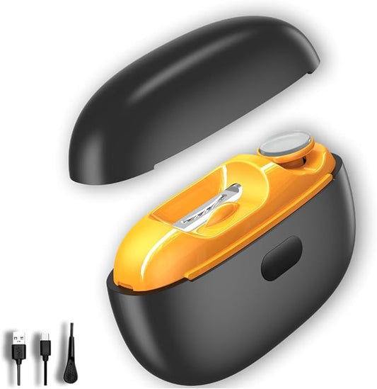 Upgraded 5-in-1 Electric Nail Clipper: LED Light & Dust Collector, USB Rechargeable, 2-Speed Grinder - Safe for Kids, Seniors, Arthritis, Toenails & Fingernails(Black)