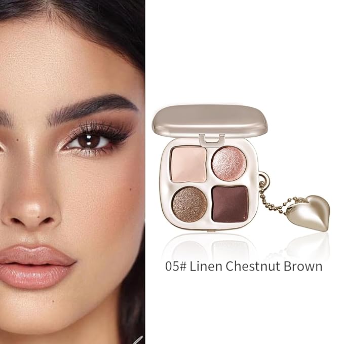 Warm Peach Nude Eyeshadow Palette with Mirror, Matte & Shimmer Mini Eye Shadow Kit, High Pigment Blendable Long-Lasting Champagne Glow & Warm Neutral Contour Makeup Palette for Blue & Brown Eyes 5