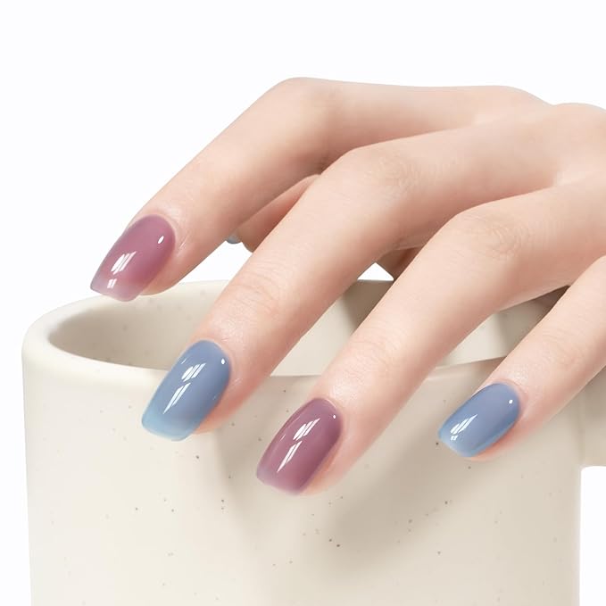 MAYCHAO 15ML Jelly Blue Nail Polish 1Pc Transparent Navy Blue Gel Polish Soak Off UV LED Translucent Nail Polish Nail Art Starter Manicure Salon DIY at Home, 0.5 OZ