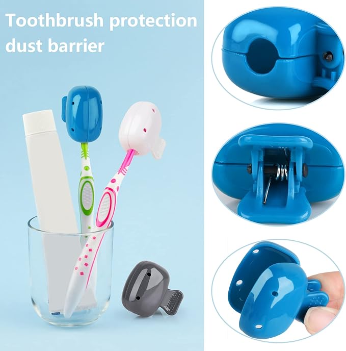 6 Pack Toothbrush Covers Portable Toothbrush Protector Coverings Clips Tooth Brush Storage Head Cover Cap Tooth Brush Covers for Kids Bathroom Home Travel Tooth Brush Case