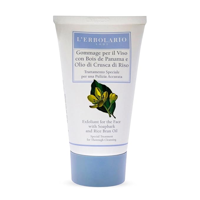 L'Erbolario Soapbark And Rice Bran Oil Exfoliant - With Smoothing Microgranules - Removes All Impurities And Dead Skin Cells - Refines Skin Texture - Leaves Face Soft And Velvety - 2.5 Oz Cleanser
