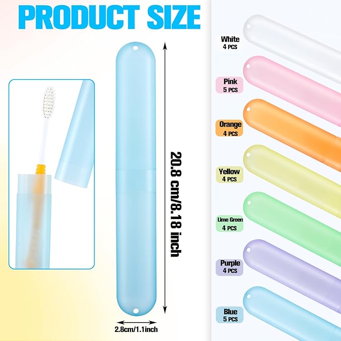 30 Pieces Travel Toothbrush Case Holder Bulk, Travel Toothbrush Holder Case, Breathable Tooth Brush Containers, Dust-Proof Plastic Holders for Travel Trip, Business, Home(7 Colors)