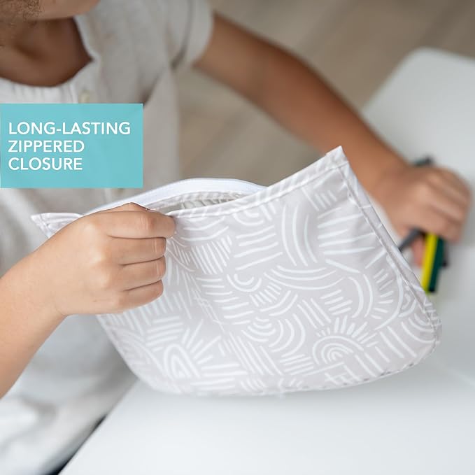 Bumkins Travel Bag, Toiletry, Baby, TSA Approved Pouch, Zip Bag, Quart Size Airline Compliant, Clear-Sided, Diaper Bag Organization, Makeup, Accessories, Set of 3 Sizes, Desert Boho