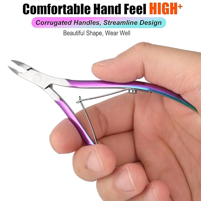 LePinko Professional Cuticle Trimmer with Cuticle Pusher, Super Labor-saving Dead Skin Nippers, Sharp Hangnail Remover for Fingernail Toenail, Pedicure Manicure Nail Care Tool for Women Men, 7mm Jaw